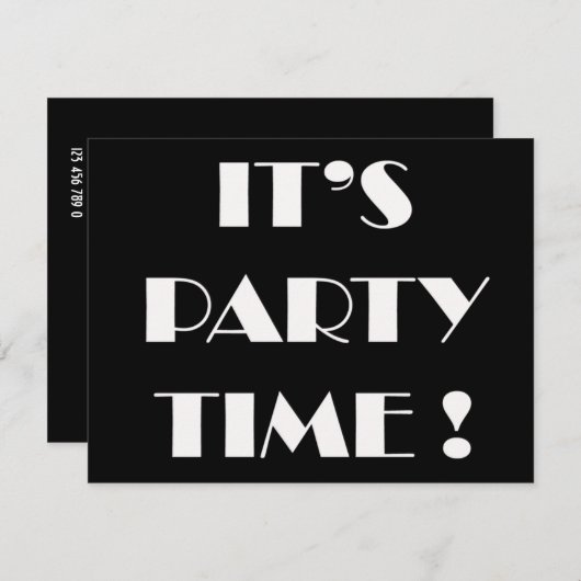 Uitnodigingen "het is partijtijd" - aangepaste for (Voorkant / Achterkant)