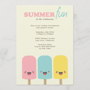 Uitnodigingen Kawaii Ice Lolly Trio Summer Party