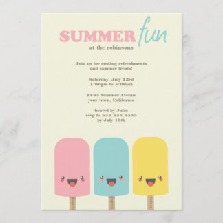 Uitnodigingen Kawaii Ice Lolly Trio Summer Party