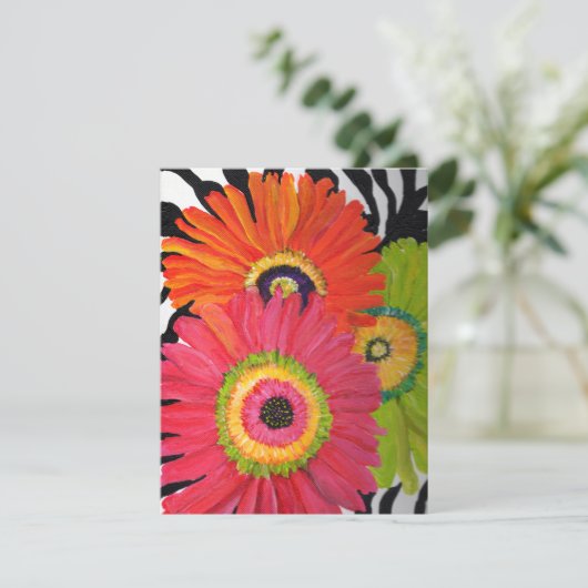 Uitnodigingen met Bright en kleurrijke Gerbera Dai (Staand voorkant)