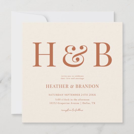 Uitnodigingen op het Desert Monogram Wedding Squar (Voorkant)