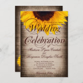 Uitnodigingen op het Rustic Country Sunflower Wedd (Voorkant / Achterkant)