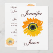 Uitnodigingen op het Rustic Country Sunflower Wedd (Voorkant / Achterkant)