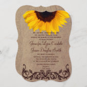 Uitnodigingen op het Rustic Country Sunflower Wedd (Voorkant / Achterkant)