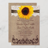 Uitnodigingen op het Rustic Country Sunflower Wedd (Voorkant / Achterkant)