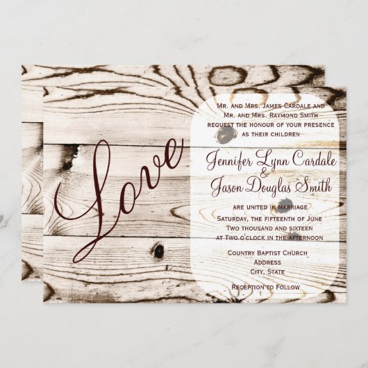 Uitnodigingen over het huwelijk in Rustic Country  (Voorkant / Achterkant)