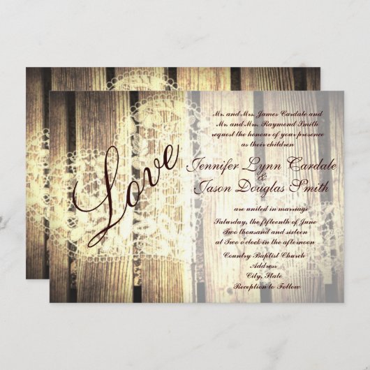 Uitnodigingen over het huwelijk in Rustic Country  (Voorkant / Achterkant)