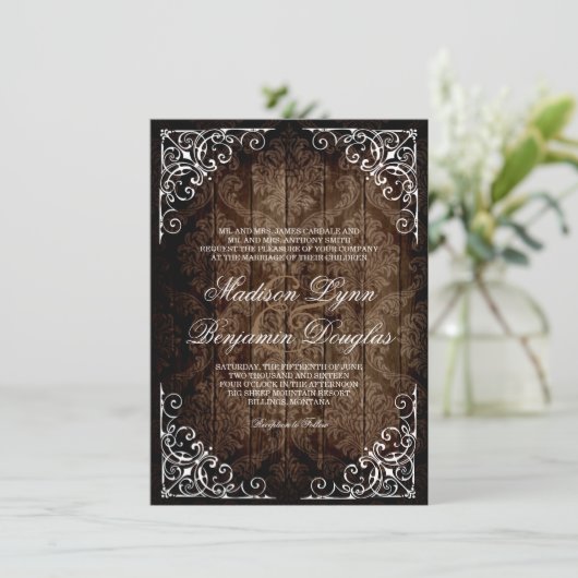 uitnodigingen over het huwelijk van Rustic (Staand voorkant)