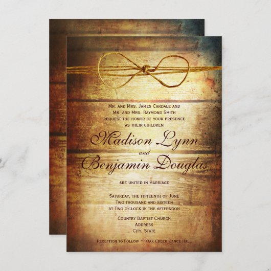 Uitnodigingen over landelijk landschap rond hout (Voorkant / Achterkant)