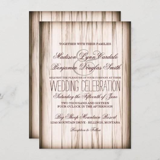 Uitnodigingen over landelijk landschap rond hout (Voorkant / Achterkant)