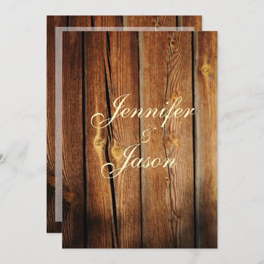 Uitnodigingen over landelijk landschap rond hout (Voorkant / Achterkant)