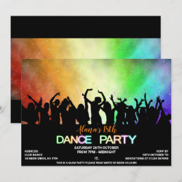 Uitnodigingen Rainbow Glow Dance Party