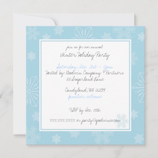 Uitnodigingen Snowflake Holiday Party (Voorkant)