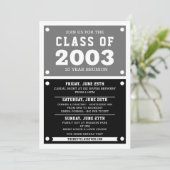 Uitnodigingen tot hereniging op de middelbare scho (Staand voorkant)