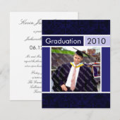 Uitnodigingen tot het afstuderen van een blauwe Op (Voorkant / Achterkant)