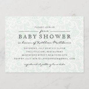  uitnodigingen tot het Baby shower Green Lace