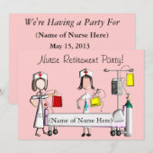 Uitnodigingen tot roze ziekenhuis voor verpleegkun (Voorkant / Achterkant)