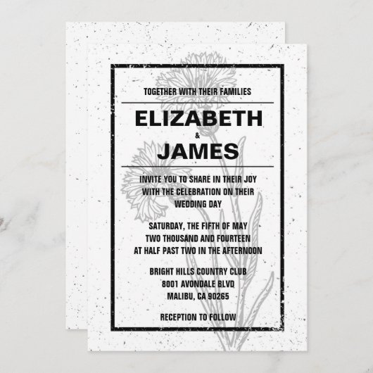 Uitnodigingen tot Rustische  bruine en zwarte brui (Voorkant / Achterkant)