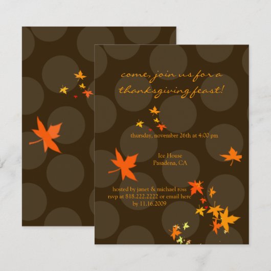 Uitnodigingen tot Thanksgiving, esdoorbladeren (Voorkant / Achterkant)