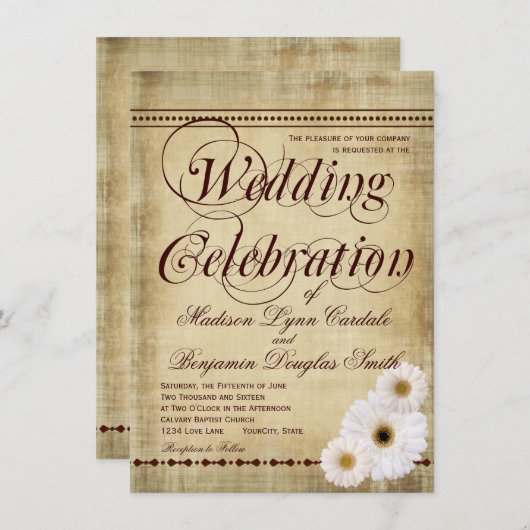 Uitnodigingen tot weduwschap in Rustic Country Dai (Voorkant / Achterkant)