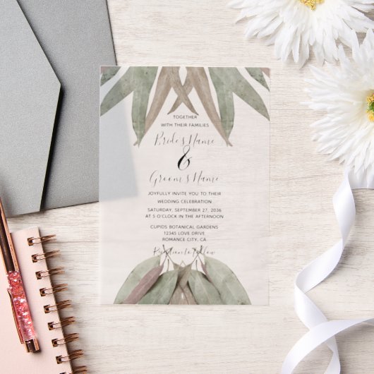 Uitnodigingen tot weduwschap met eucalyptus (Huwelijk)
