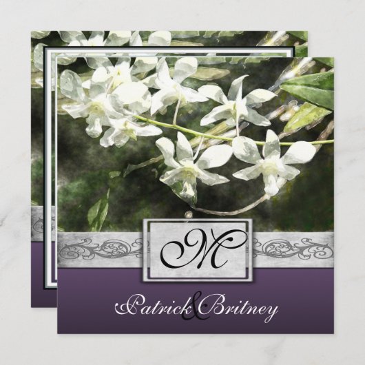 uitnodigingen tot weduwschap met witte en Paarse  (Voorkant / Achterkant)