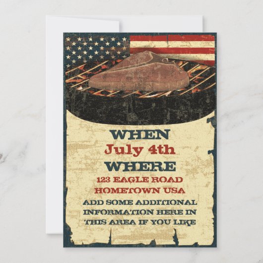 Uitnodigingen van Amerikaanse vlag BBQ (Achterkant)