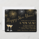 Uitnodigingen van Black and Gold New Years Eve Par (Voorkant)