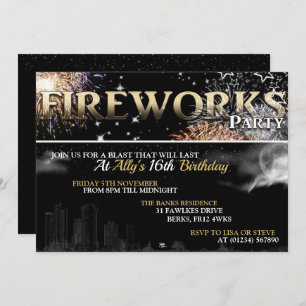 Uitnodigingen van Black & Gold Fireworks Party