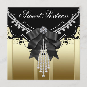 Uitnodigingen van Black Gold Sweet Sixteen-partije
