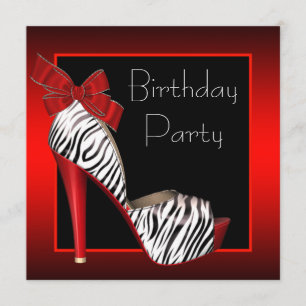 Uitnodigingen van Black Red Zebra Birthday Party