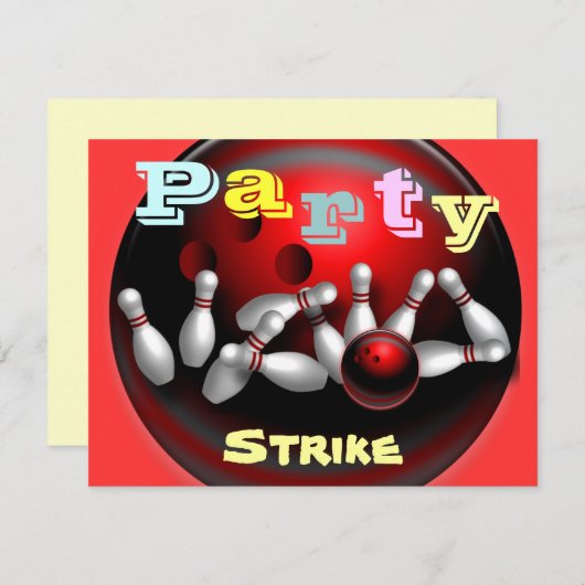 Uitnodigingen van Bowling Party (Voorkant / Achterkant)