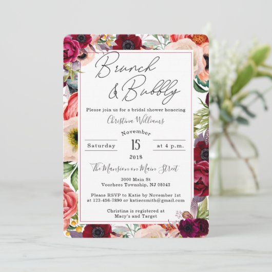 Uitnodigingen van Brunch en Bubble Boho Bridal (Staand voorkant)
