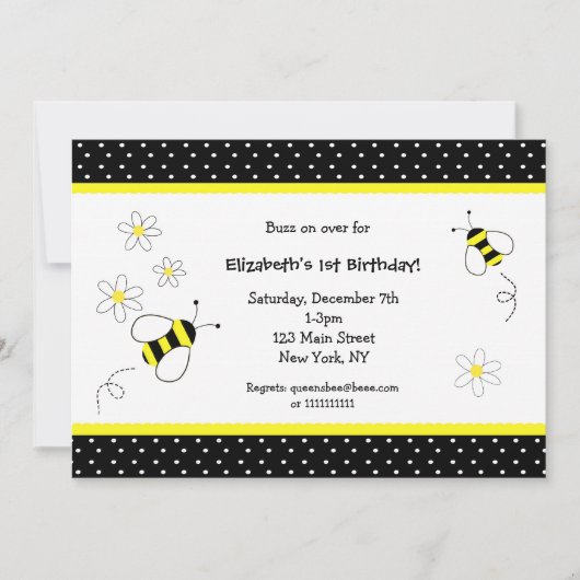 Uitnodigingen van Bumble Bee Birthday (Voorkant)