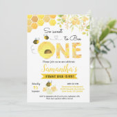 Uitnodigingen van Bumble Bee First Birthday (Staand voorkant)