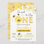 Uitnodigingen van Bumble Bee First Birthday (Voorkant / Achterkant)