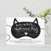 Uitnodigingen van Cat Mask Halloween Party (Staand voorkant)