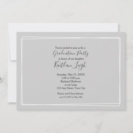 Uitnodigingen van Chic Script Photo Graduation Par (Achterkant)