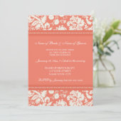 Uitnodigingen van Coral Damask Engagement Party (Staand voorkant)
