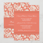 Uitnodigingen van Coral Damask Engagement Party (Voorkant / Achterkant)