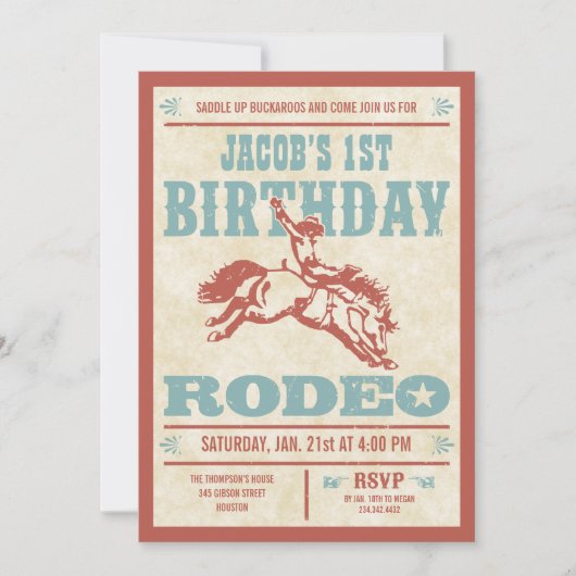 Uitnodigingen van Cowboy Birthday Rodeo Party (Voorkant)