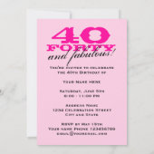 Uitnodigingen van de 40e verjaardag van de verjaar (Achterkant)