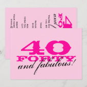 Uitnodigingen van de 40e verjaardag van de verjaar (Voorkant / Achterkant)