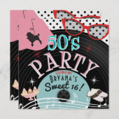 Uitnodigingen van de 50 'Record Theme Party' uit 1 (Voorkant / Achterkant)