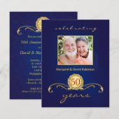 Uitnodigingen van de 50e Jubileum - Royal Blue (Voorkant / Achterkant)