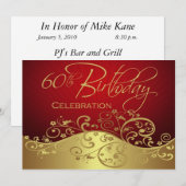 Uitnodigingen van de 60e verjaardag van de verjaar (Voorkant / Achterkant)