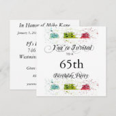 Uitnodigingen van de 65e verjaardag van de verjaar (Voorkant / Achterkant)
