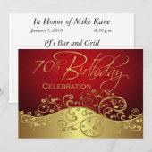 Uitnodigingen van de 70e verjaardag van de verjaar (Voorkant / Achterkant)