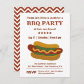 Uitnodigingen van de  BBQ Hot Dog Housewarming Par (Voorkant / Achterkant)