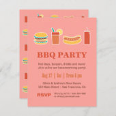 Uitnodigingen van de BBQ Housewarming Party (Voorkant / Achterkant)